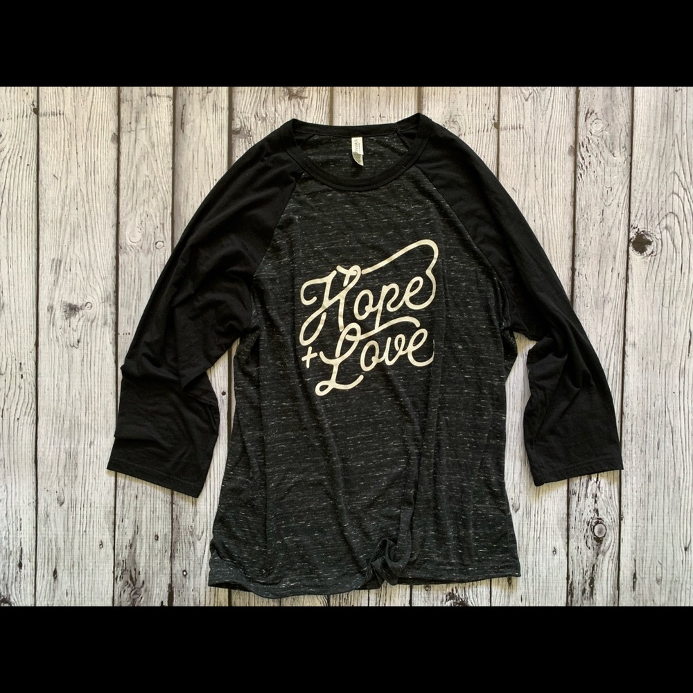 Hope + Love Bella Canvas Baseball Tee Shirt Size XL